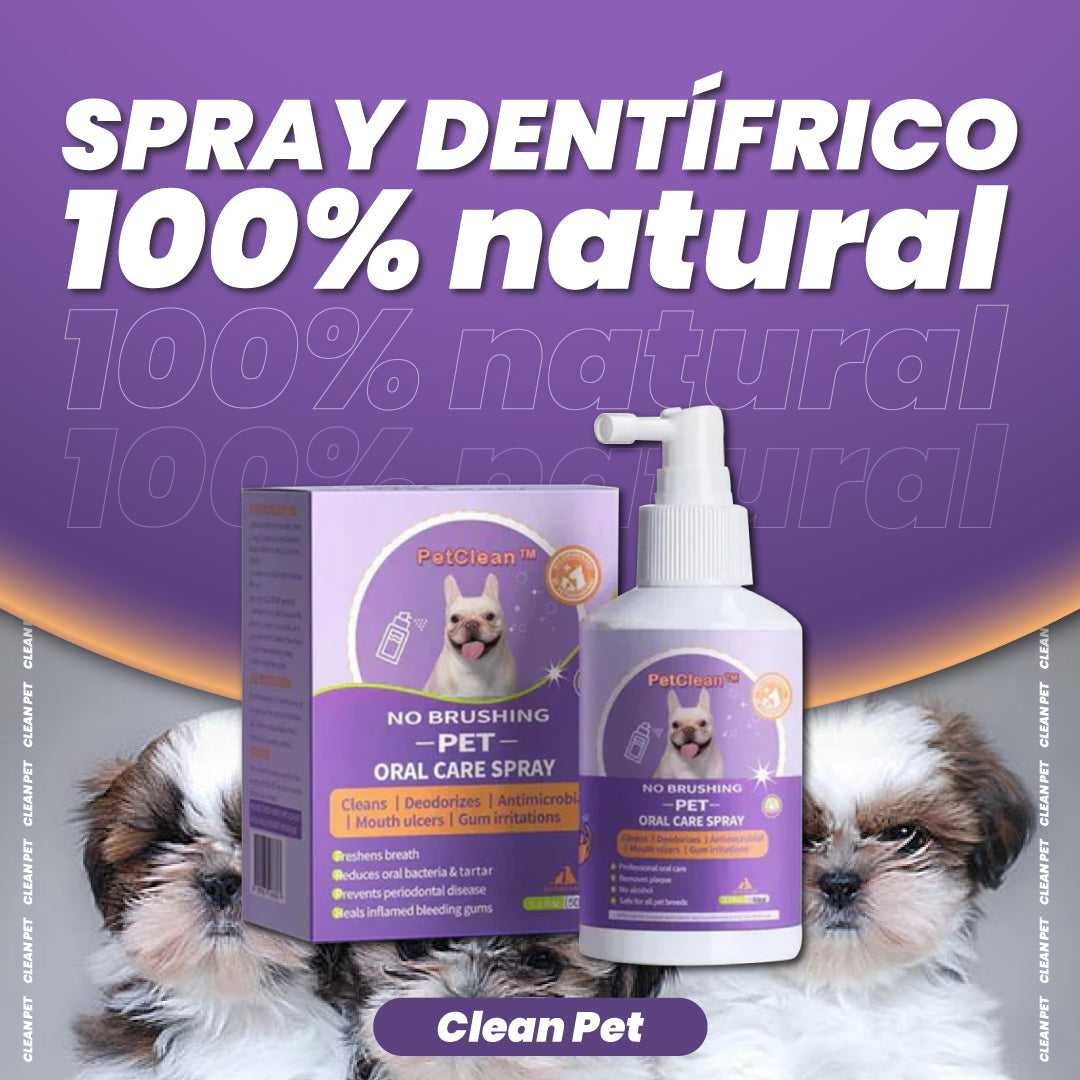 Spray dentífrico 100% natural para el cuidado bucal de perros y gatos - Clean Pet™